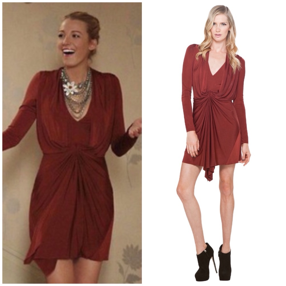 Vena Cava “Pager” Dress Rust 8 as seen on Gossip Girl